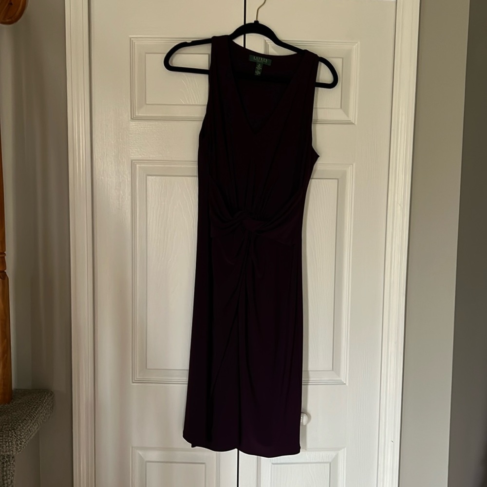 Ralph Lauren, plum colour, mid length cocktail dress